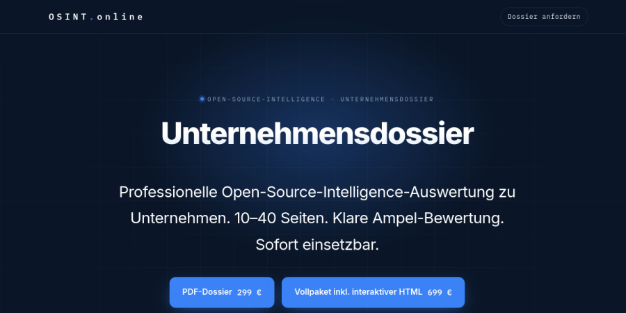 OSINT-Unternehmensdossier Vorschau